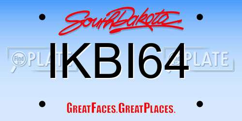 IKBI64 South Dakota License Plate