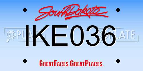 IKE036 South Dakota License Plate