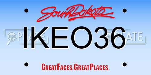 IKEO36 South Dakota License Plate