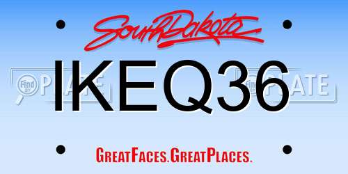 IKEQ36 South Dakota License Plate