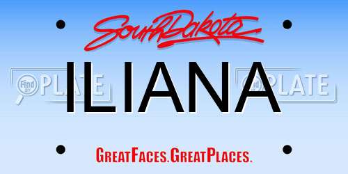 ILIANA South Dakota License Plate