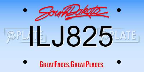 ILJ825 South Dakota License Plate