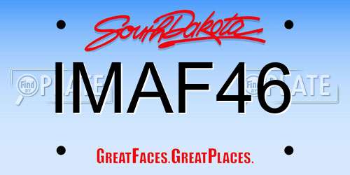 IMAF46 South Dakota License Plate