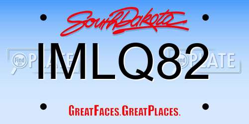 IMLQ82 South Dakota License Plate