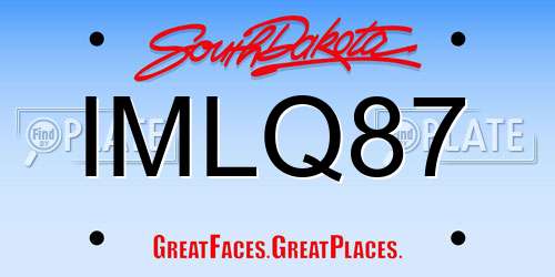 IMLQ87 South Dakota License Plate
