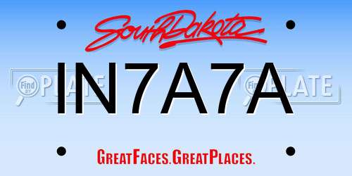 IN7A7A South Dakota License Plate