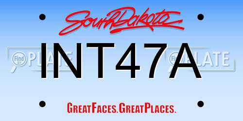 INT47A South Dakota License Plate