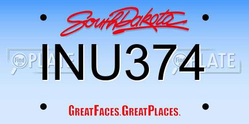 INU374 South Dakota License Plate