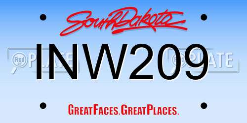 INW209 South Dakota License Plate