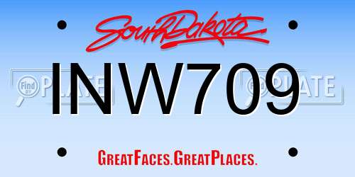 INW709 South Dakota License Plate