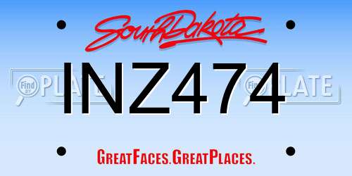 INZ474 South Dakota License Plate