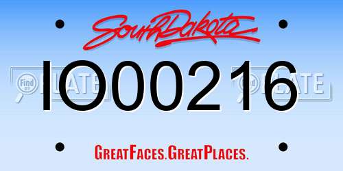 IO00216 South Dakota License Plate