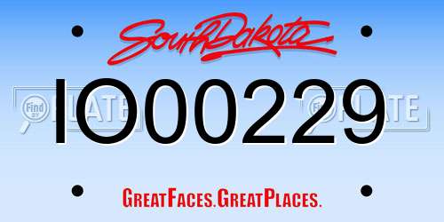 IO00229 South Dakota License Plate