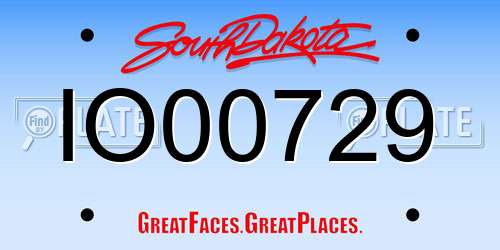 IO00729 South Dakota License Plate