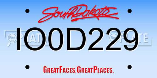 IO0D229 South Dakota License Plate