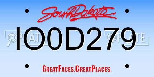 IO0D279 South Dakota License Plate