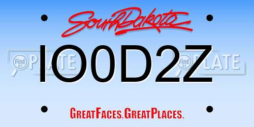 IO0D2Z South Dakota License Plate