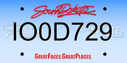IO0D729 South Dakota License Plate