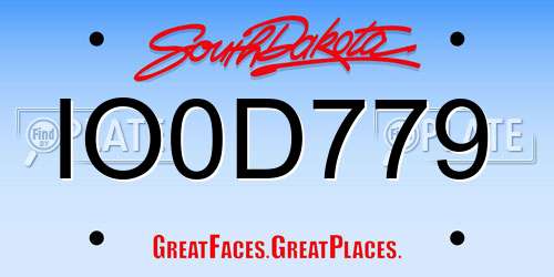 IO0D779 South Dakota License Plate