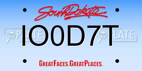 IO0D7T South Dakota License Plate
