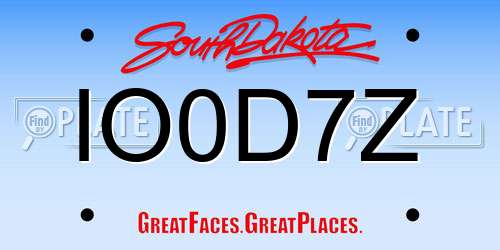 IO0D7Z South Dakota License Plate