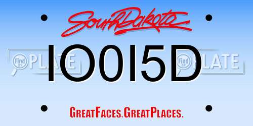 IO0I5D South Dakota License Plate