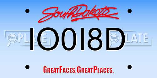 IO0I8D South Dakota License Plate