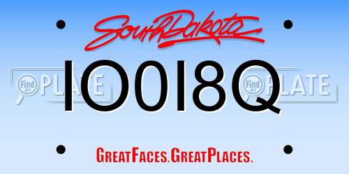 IO0I8Q South Dakota License Plate