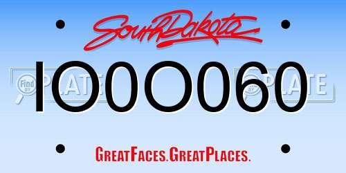 IO0O060 South Dakota License Plate