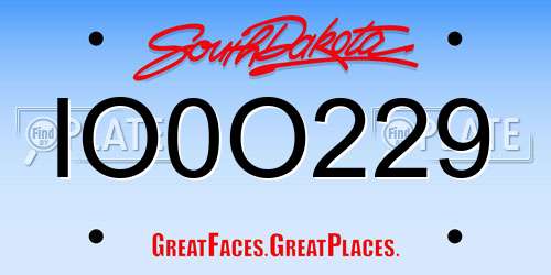 IO0O229 South Dakota License Plate