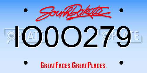 IO0O279 South Dakota License Plate