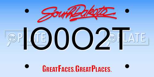 IO0O2T South Dakota License Plate