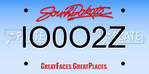 IO0O2Z South Dakota License Plate