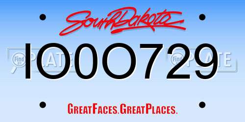IO0O729 South Dakota License Plate