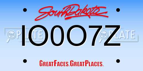 IO0O7Z South Dakota License Plate