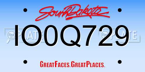 IO0Q729 South Dakota License Plate