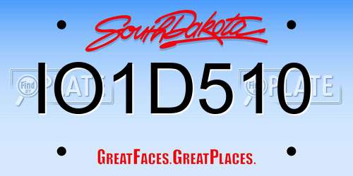 IO1D510 South Dakota License Plate