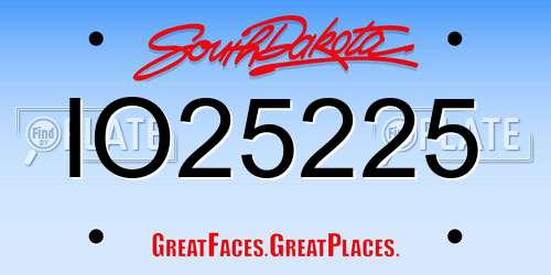 IO25225 South Dakota License Plate