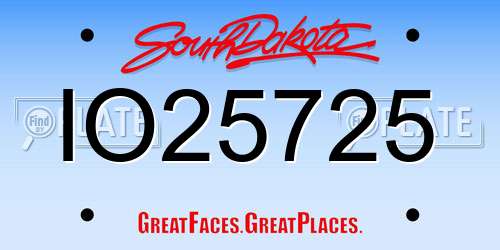 IO25725 South Dakota License Plate