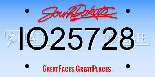 IO25728 South Dakota License Plate