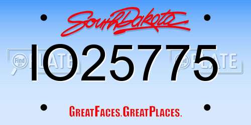 IO25775 South Dakota License Plate