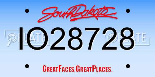 IO28728 South Dakota License Plate