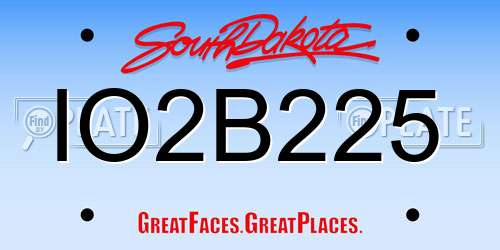 IO2B225 South Dakota License Plate