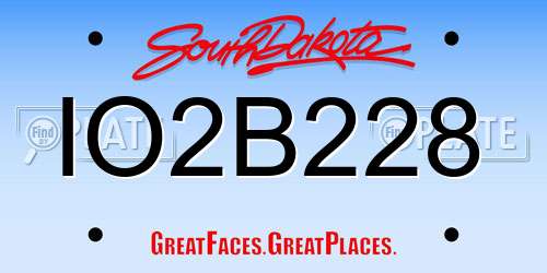 IO2B228 South Dakota License Plate