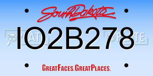 IO2B278 South Dakota License Plate