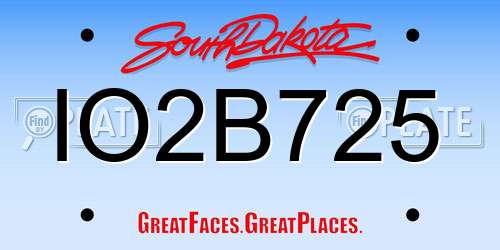 IO2B725 South Dakota License Plate