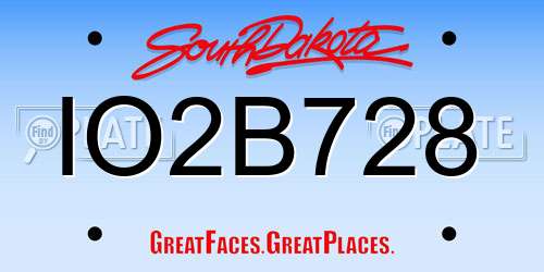 IO2B728 South Dakota License Plate