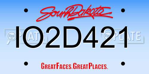 IO2D421 South Dakota License Plate