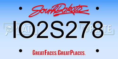 IO2S278 South Dakota License Plate