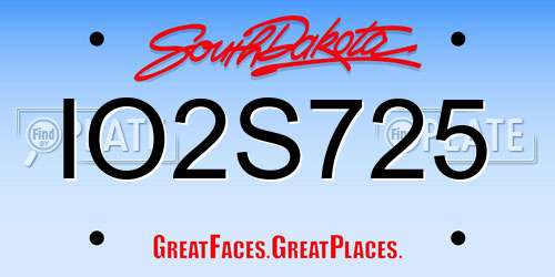 IO2S725 South Dakota License Plate